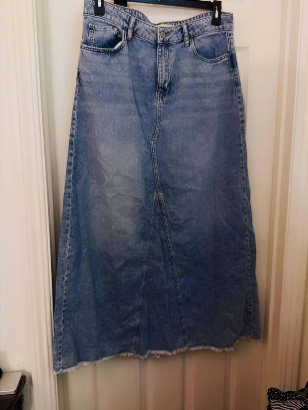 Light Wash Denim Maxi Skirt